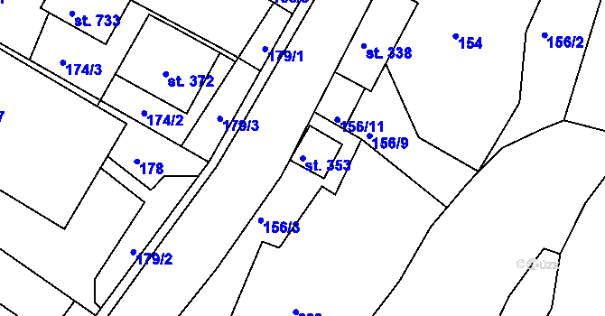 Parcela st. 353 v KÚ Osík, Katastrální mapa