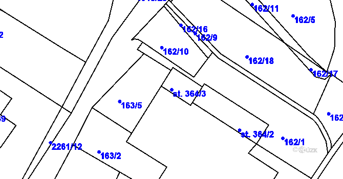Parcela st. 364/3 v KÚ Osík, Katastrální mapa