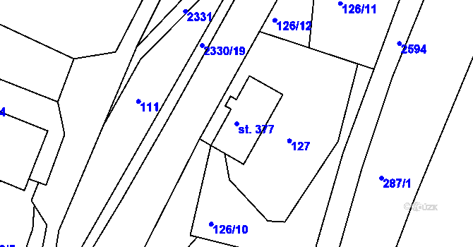 Parcela st. 377 v KÚ Osík, Katastrální mapa