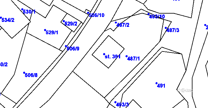 Parcela st. 391 v KÚ Osík, Katastrální mapa