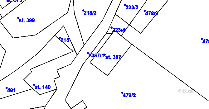 Parcela st. 397 v KÚ Osík, Katastrální mapa