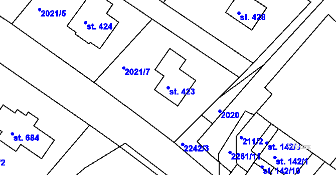 Parcela st. 423 v KÚ Osík, Katastrální mapa