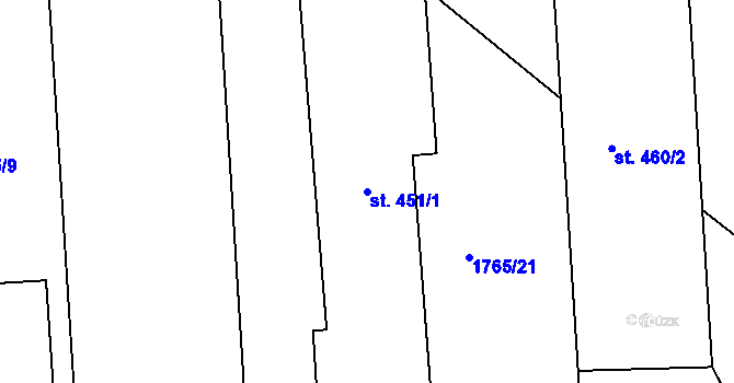 Parcela st. 451/1 v KÚ Osík, Katastrální mapa