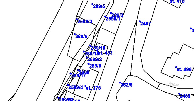 Parcela st. 483 v KÚ Osík, Katastrální mapa