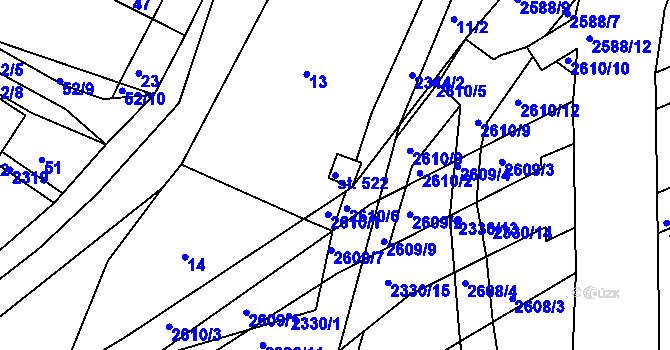 Parcela st. 522 v KÚ Osík, Katastrální mapa