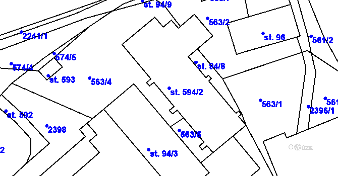 Parcela st. 594/2 v KÚ Osík, Katastrální mapa