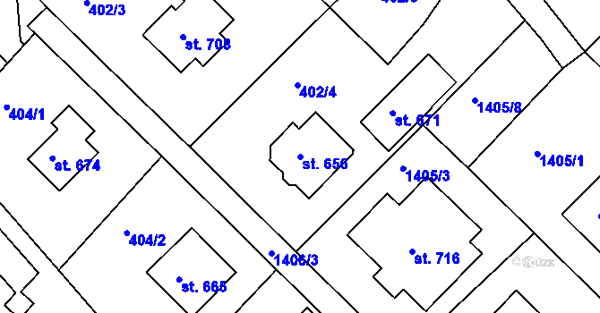 Parcela st. 656 v KÚ Osík, Katastrální mapa