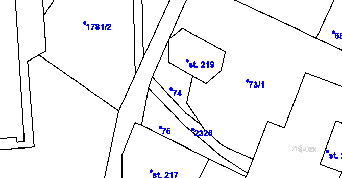 Parcela st. 74 v KÚ Osík, Katastrální mapa