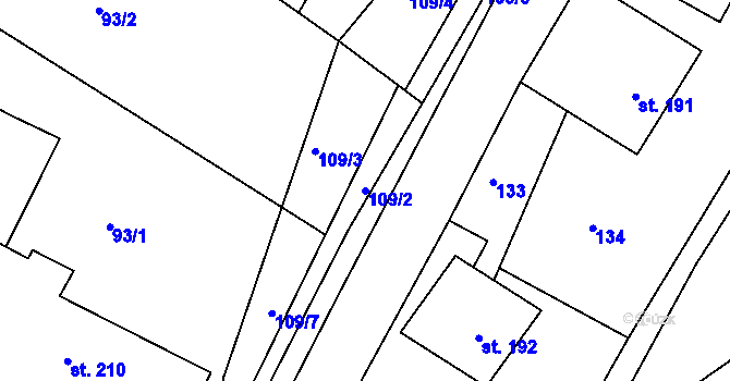 Parcela st. 109/2 v KÚ Osík, Katastrální mapa