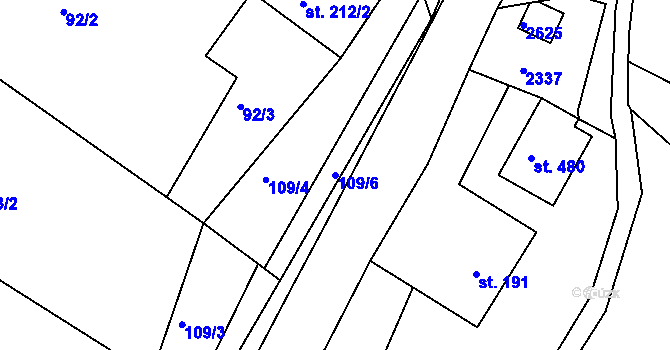 Parcela st. 109/6 v KÚ Osík, Katastrální mapa