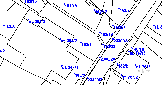 Parcela st. 162/1 v KÚ Osík, Katastrální mapa