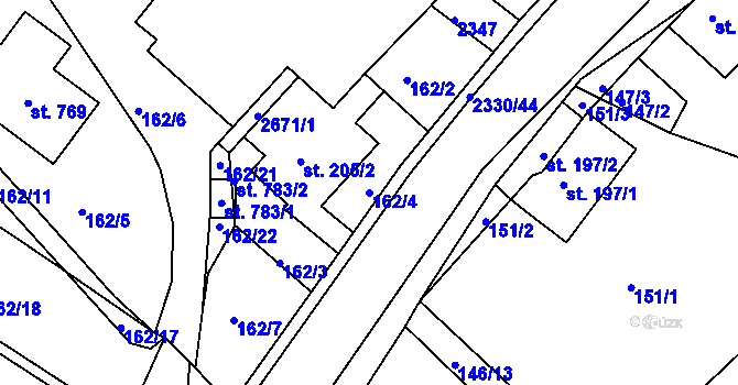 Parcela st. 162/4 v KÚ Osík, Katastrální mapa