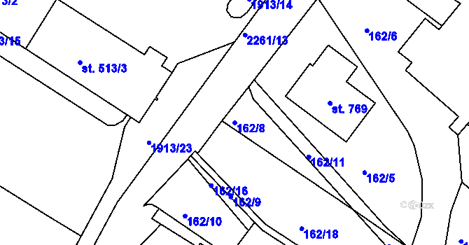 Parcela st. 162/8 v KÚ Osík, Katastrální mapa