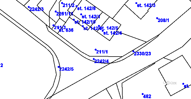 Parcela st. 211/1 v KÚ Osík, Katastrální mapa