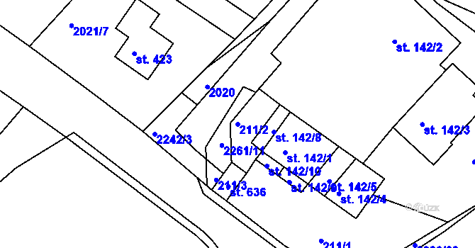 Parcela st. 211/2 v KÚ Osík, Katastrální mapa