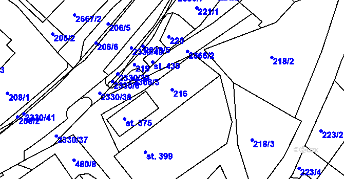 Parcela st. 216 v KÚ Osík, Katastrální mapa