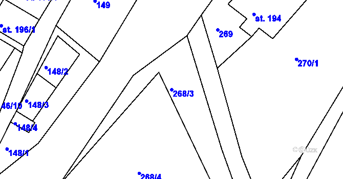Parcela st. 268/3 v KÚ Osík, Katastrální mapa
