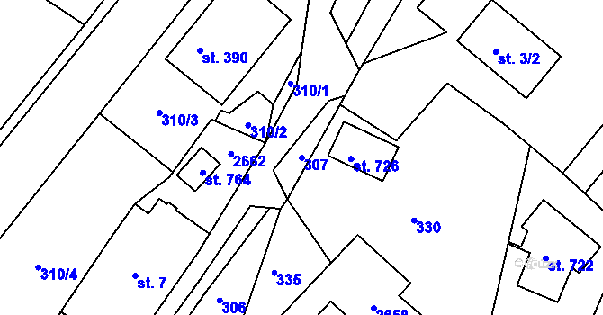 Parcela st. 307 v KÚ Osík, Katastrální mapa