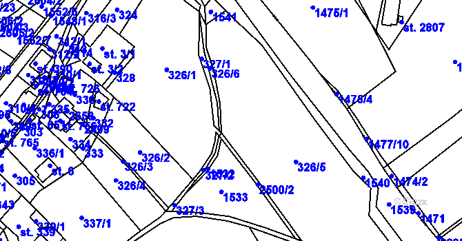 Parcela st. 326 v KÚ Osík, Katastrální mapa