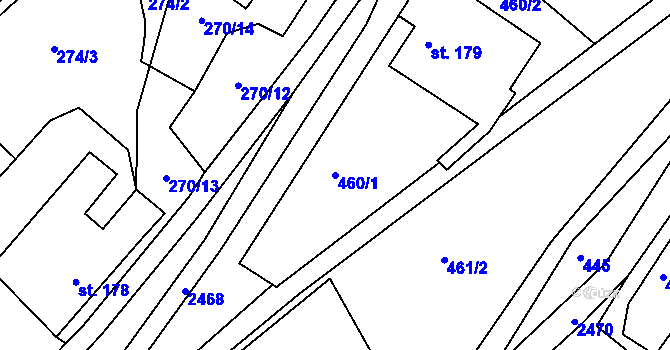Parcela st. 460/1 v KÚ Osík, Katastrální mapa