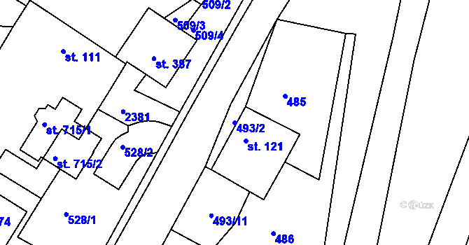 Parcela st. 493/2 v KÚ Osík, Katastrální mapa