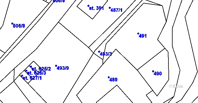 Parcela st. 493/3 v KÚ Osík, Katastrální mapa