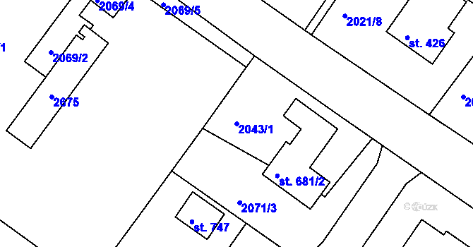 Parcela st. 2043/1 v KÚ Osík, Katastrální mapa