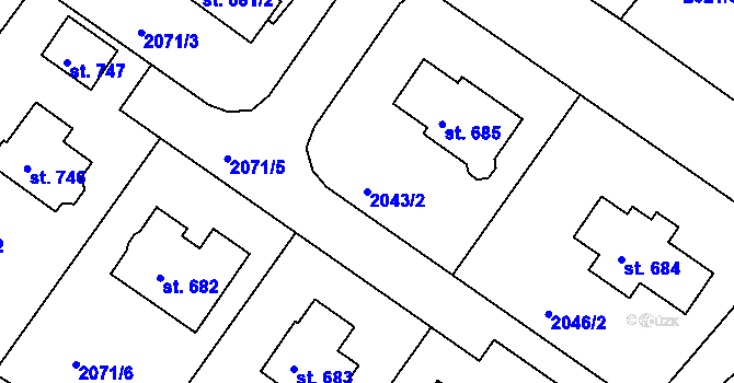 Parcela st. 2043/2 v KÚ Osík, Katastrální mapa