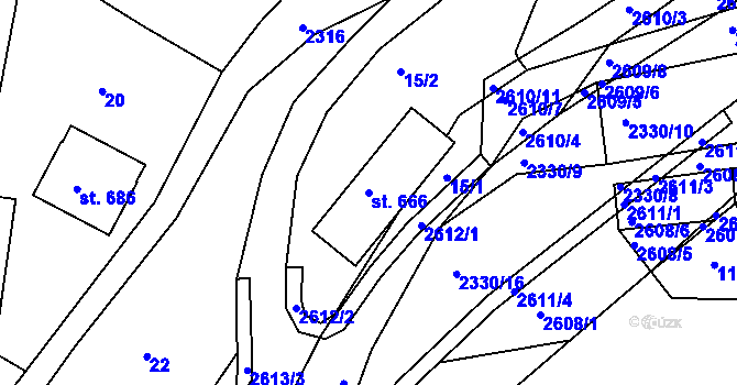 Parcela st. 666 v KÚ Osík, Katastrální mapa