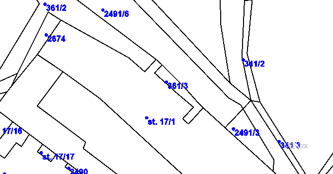 Parcela st. 17/4 v KÚ Osík, Katastrální mapa