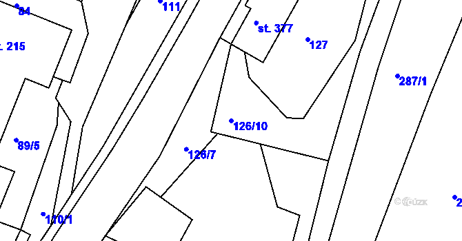 Parcela st. 126/10 v KÚ Osík, Katastrální mapa