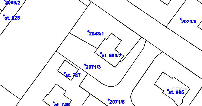 Parcela st. 681/2 v KÚ Osík, Katastrální mapa