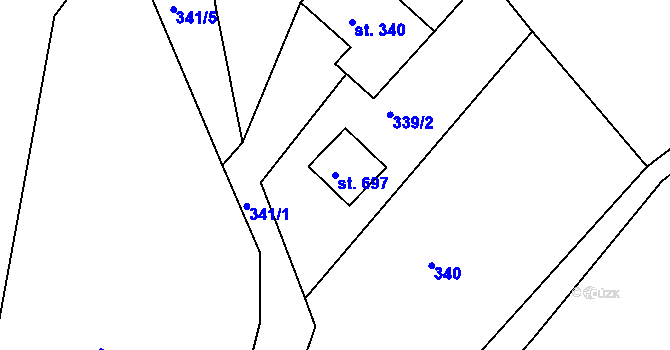Parcela st. 697 v KÚ Osík, Katastrální mapa