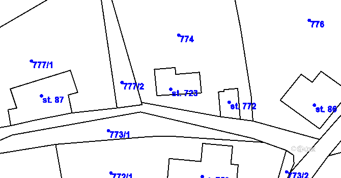 Parcela st. 723 v KÚ Osík, Katastrální mapa