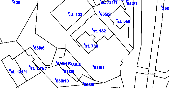 Parcela st. 730 v KÚ Osík, Katastrální mapa