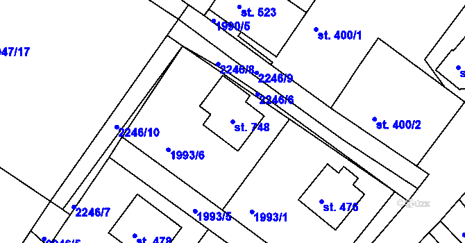 Parcela st. 748 v KÚ Osík, Katastrální mapa