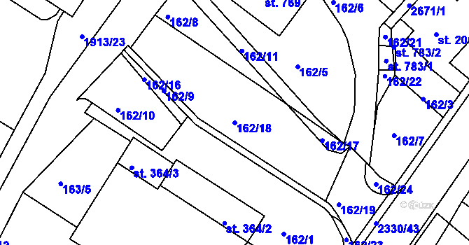 Parcela st. 162/18 v KÚ Osík, Katastrální mapa