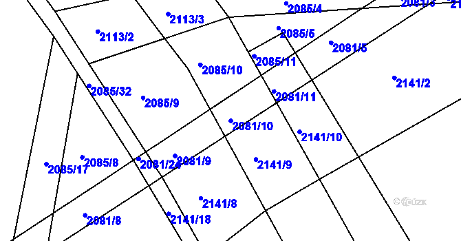 Parcela st. 2081/10 v KÚ Osík, Katastrální mapa