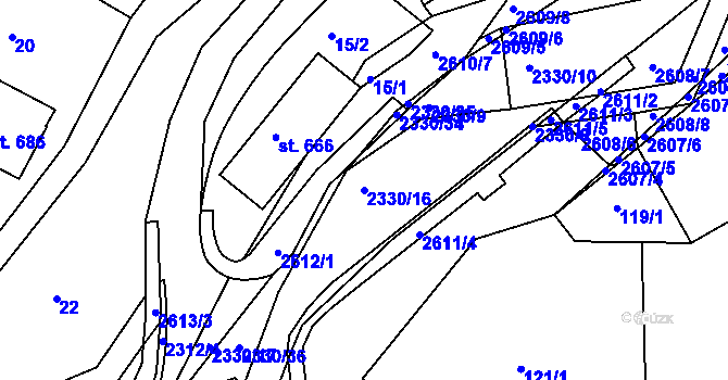 Parcela st. 2330/16 v KÚ Osík, Katastrální mapa