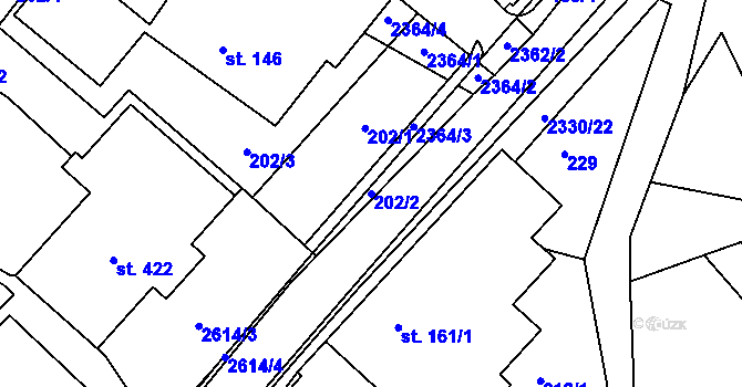 Parcela st. 202/2 v KÚ Osík, Katastrální mapa