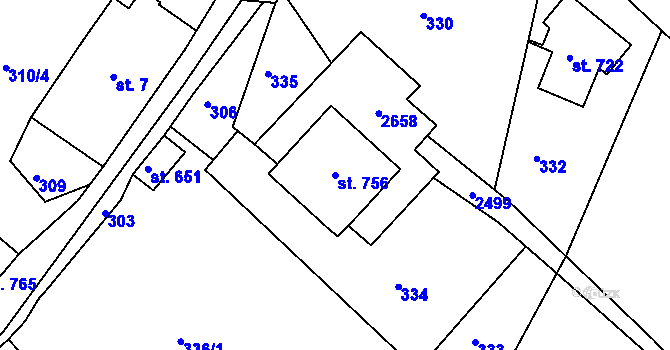 Parcela st. 756 v KÚ Osík, Katastrální mapa