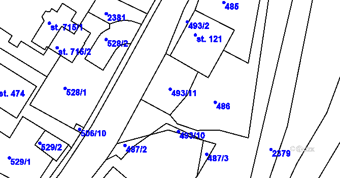 Parcela st. 493/11 v KÚ Osík, Katastrální mapa