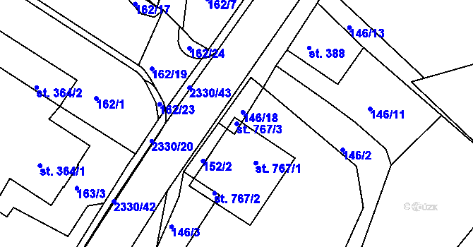Parcela st. 767/3 v KÚ Osík, Katastrální mapa