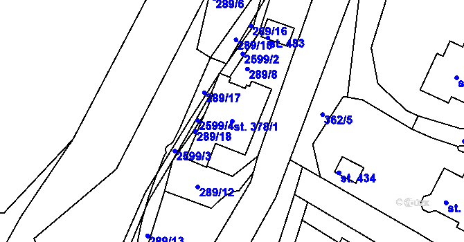 Parcela st. 378/1 v KÚ Osík, Katastrální mapa