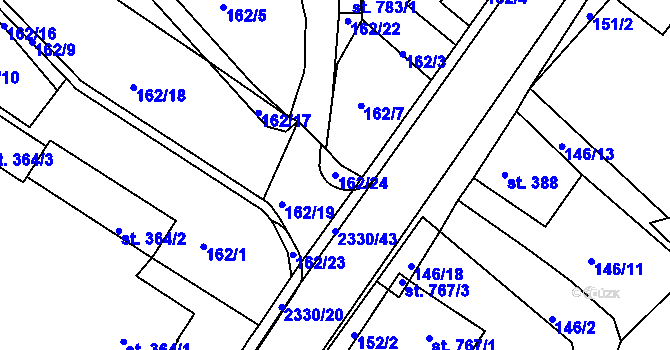 Parcela st. 162/24 v KÚ Osík, Katastrální mapa