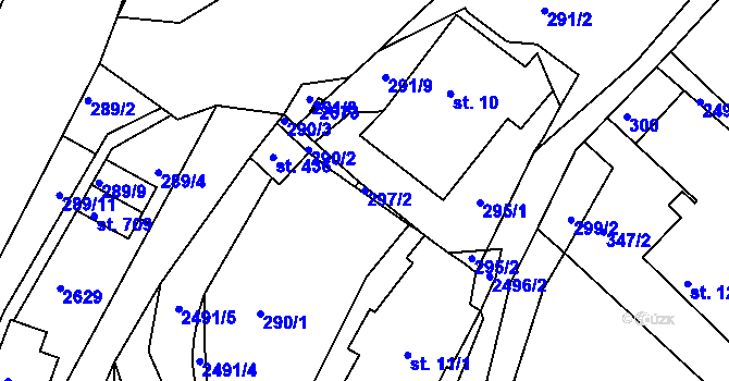 Parcela st. 297/2 v KÚ Osík, Katastrální mapa
