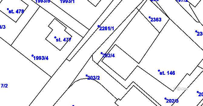 Parcela st. 202/4 v KÚ Osík, Katastrální mapa