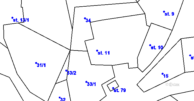 Parcela st. 11 v KÚ Osiky, Katastrální mapa