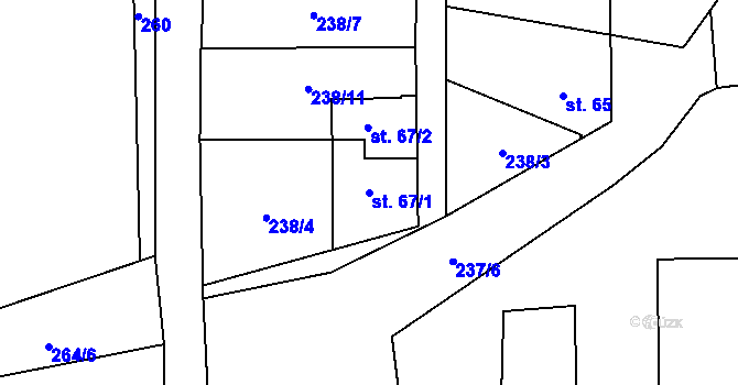 Parcela st. 67/1 v KÚ Osiky, Katastrální mapa