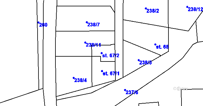 Parcela st. 67/2 v KÚ Osiky, Katastrální mapa